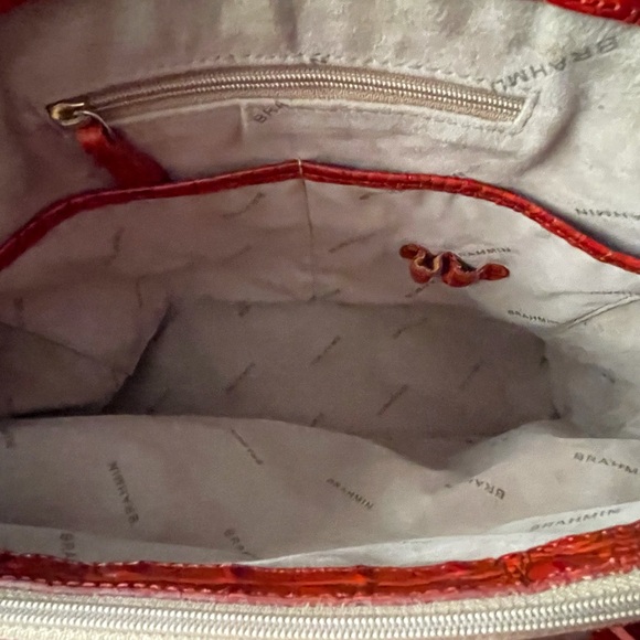 Brahmin Amata Melbourne Collect Red/Burnt Orange Croc Embossed Leather Handbag - Picture 8 of 13